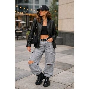 Black Faux Leather Moto Jacket